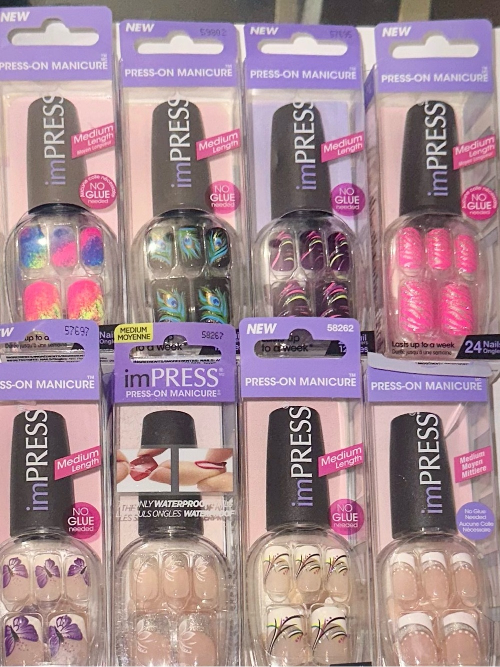 ImPress Solid Color Press On Medium Length Nails Bundle of 8 VERY RARE sets!